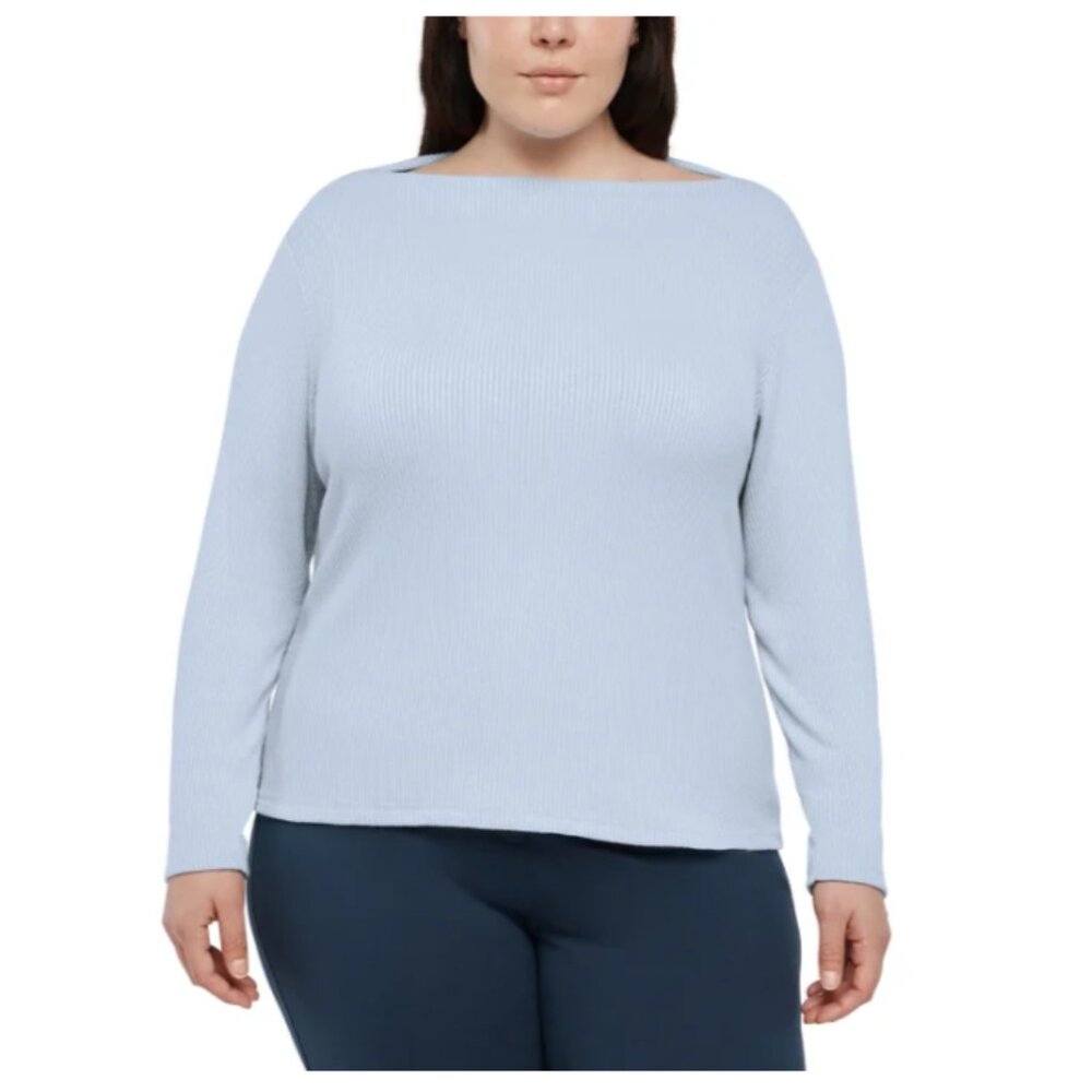 NWT Banana Republic Women's Ribbed Long Sleeve Light Blue Top Size XXL
